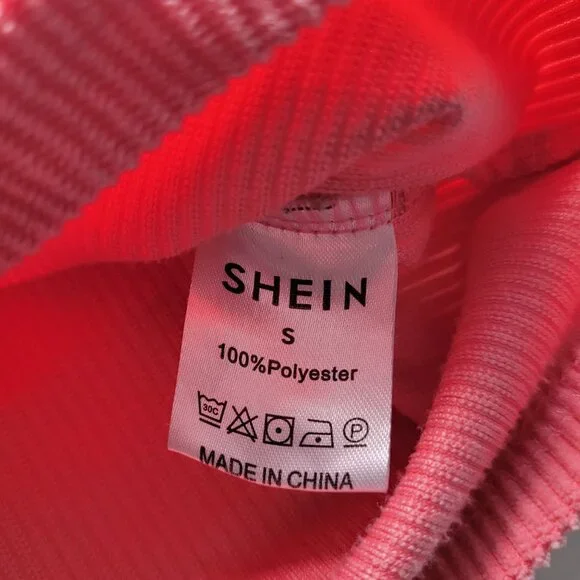 SHEIN Cherry Graphic Long Sleeve Corduroy Top Pink Pullover Drop Shoulder Small - Picture 5 of 8